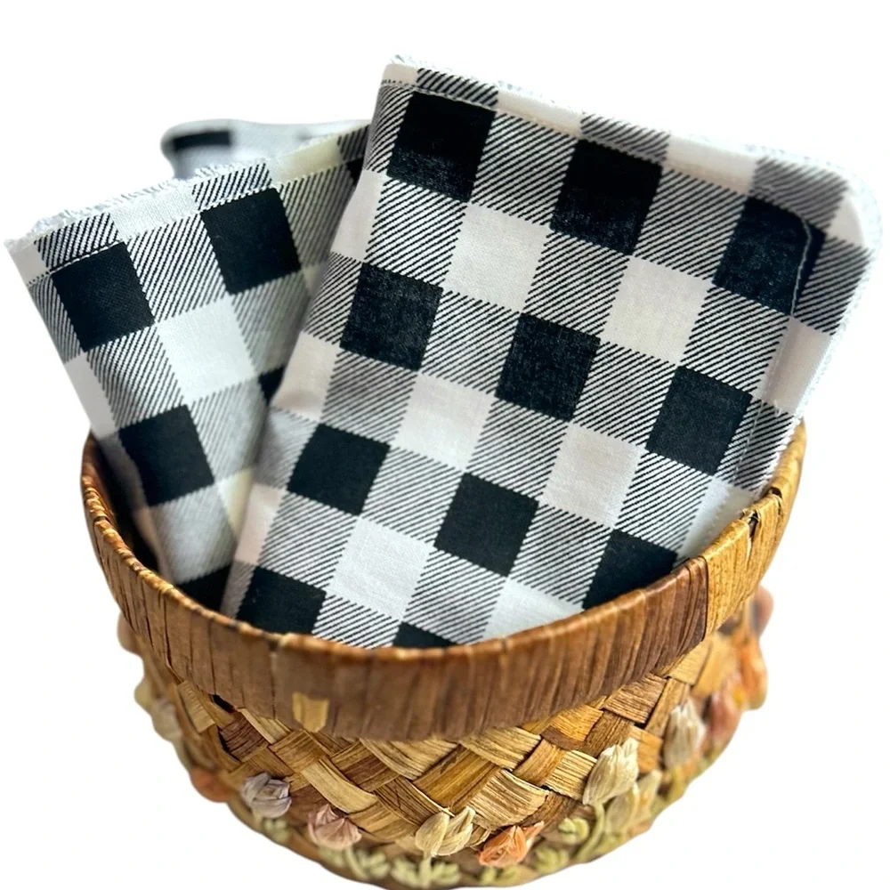 Hand Crafted Colorful Buffalo Plaid 6 Reusable Eco Friendly Unpaper Towel Cloths